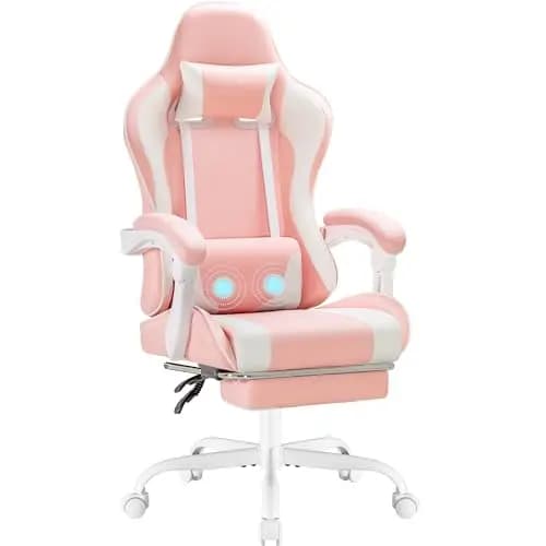 Gaming Chair, Video Game Chair with Footrest and Massage Lumbar Support, Ergonomic Computer Chair Height Adjustable