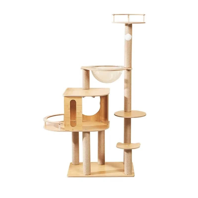 cat scratching post Wholesale Large Cat Tree House Climbing Frame Wood Pet Cat Flower Tree Interactive Cat Furniture Tower