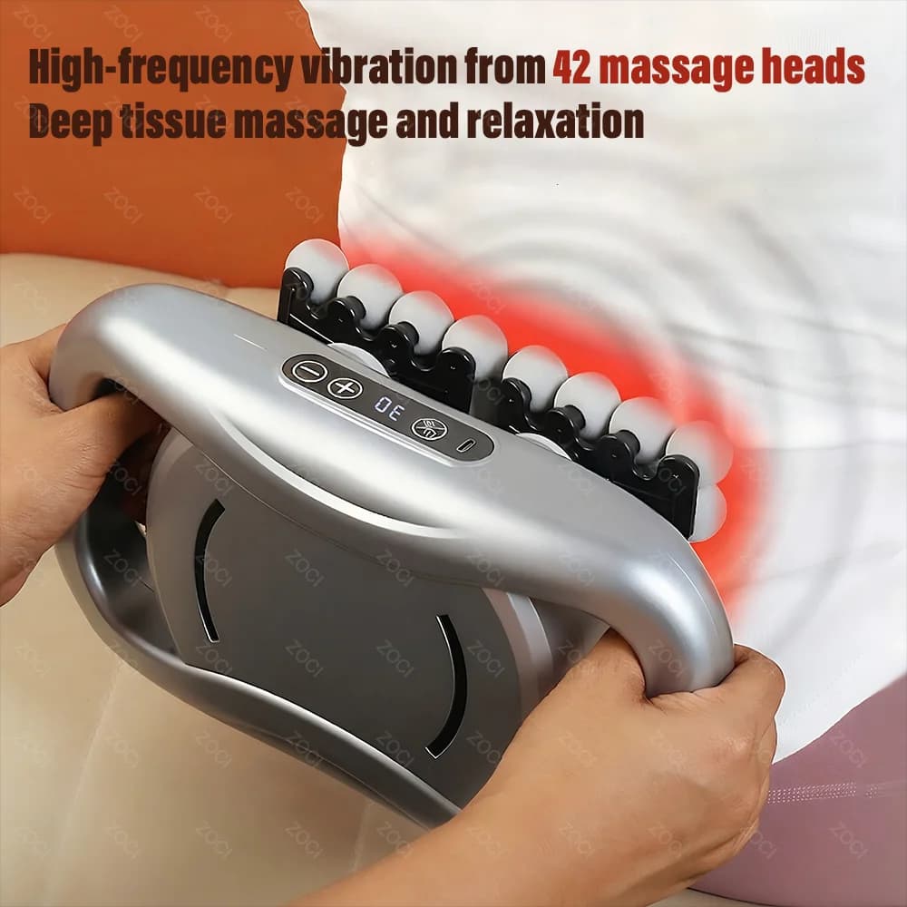 42 Head Massage Gun Professional Muscle Fascia Gun Powerful Vibration Deep Tissue Massager for Shoulder Waist Back Leg Body