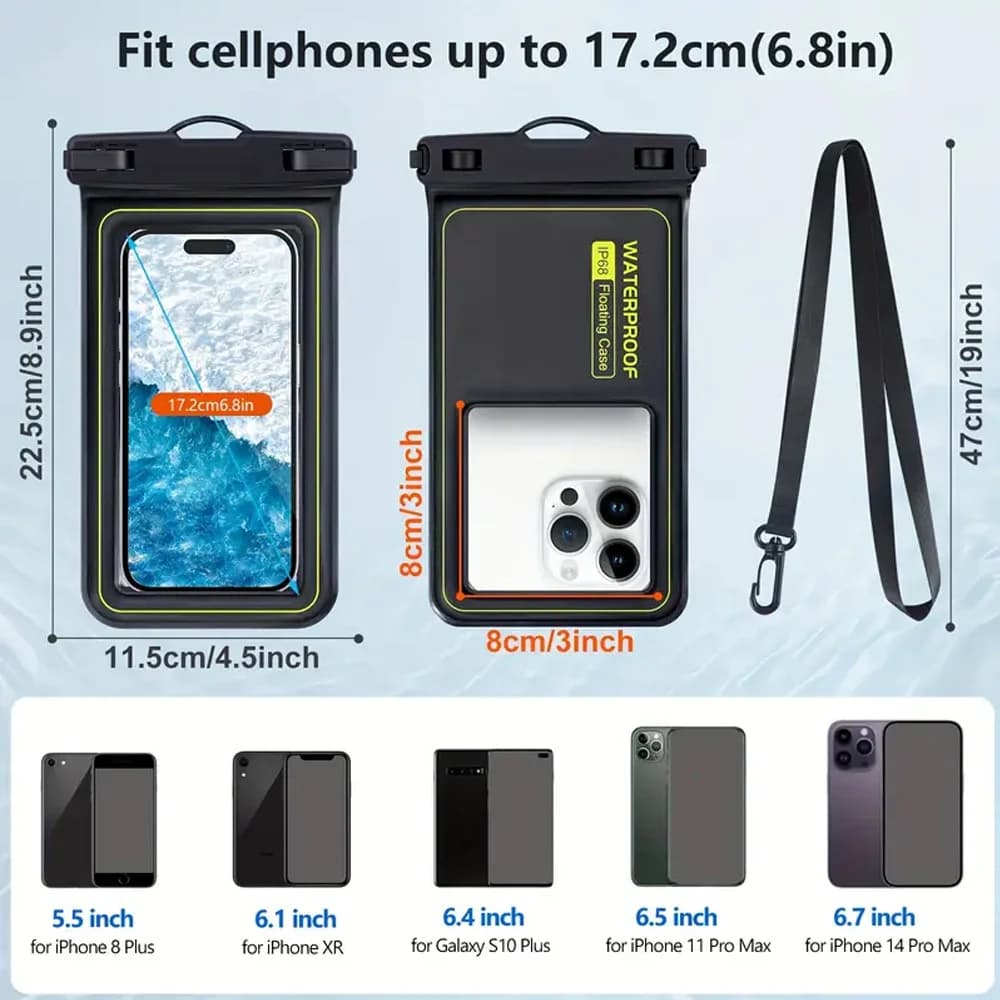 Phone Waterproof Bag - Phone Case with Tether, Essential for Beach, Swimming, Skiing, Drifting, and Surfing