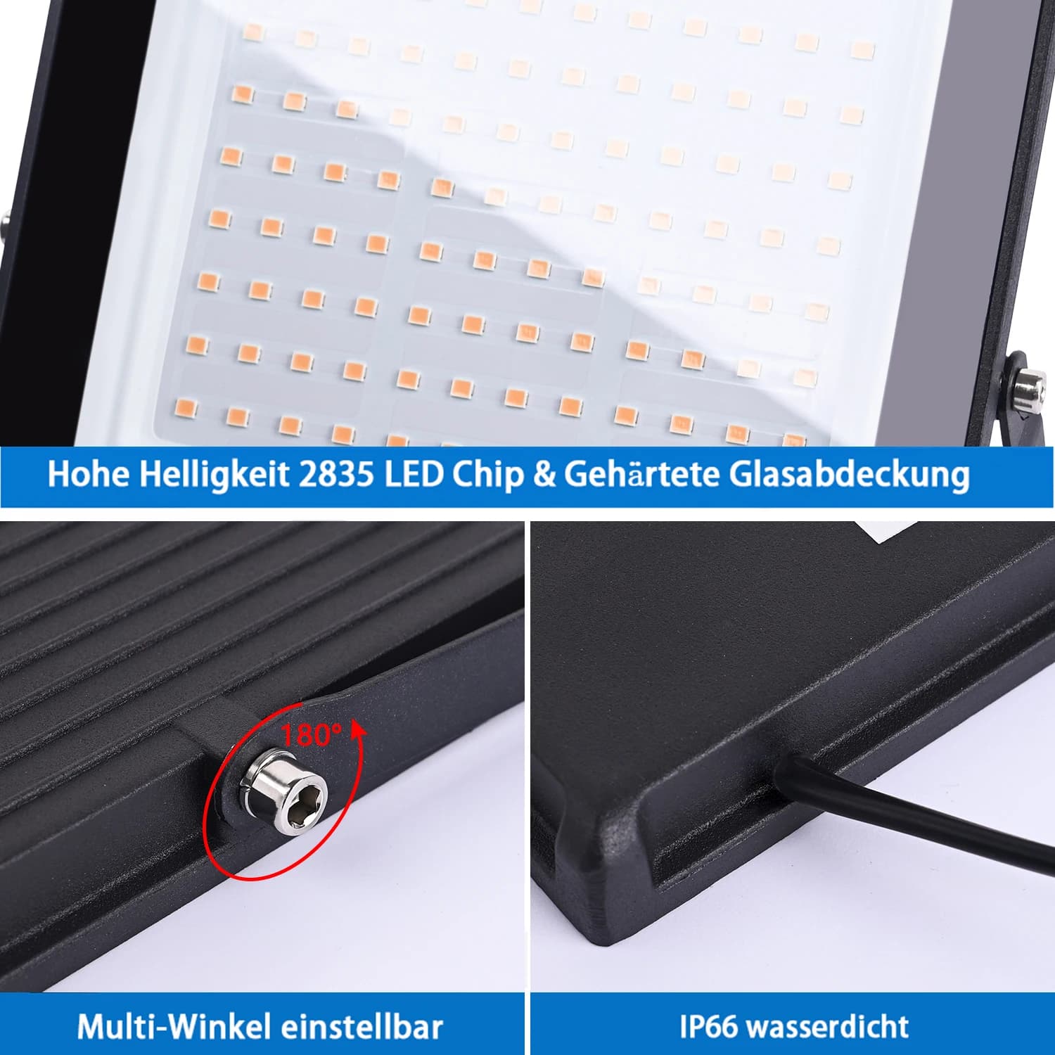 LED floodlight, lightweight, high brightness, energy-saving lamp IP67, stage, courtyard, indoor and outdoor lighting, floodlight