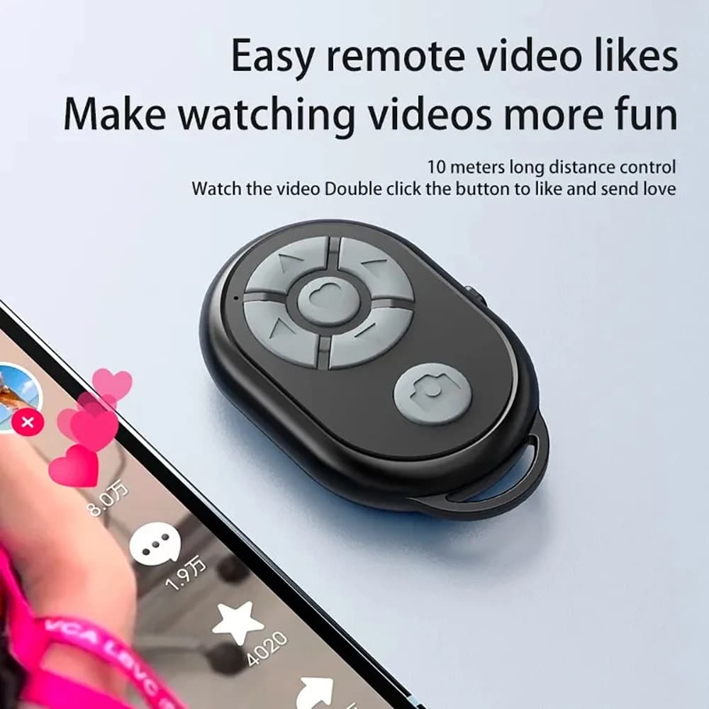 Mini Bluetooth Remote Control for TikTok Scrolling Selfie Photos Video Play Pause Page Turner for iPhone Xiaomi Android Phones