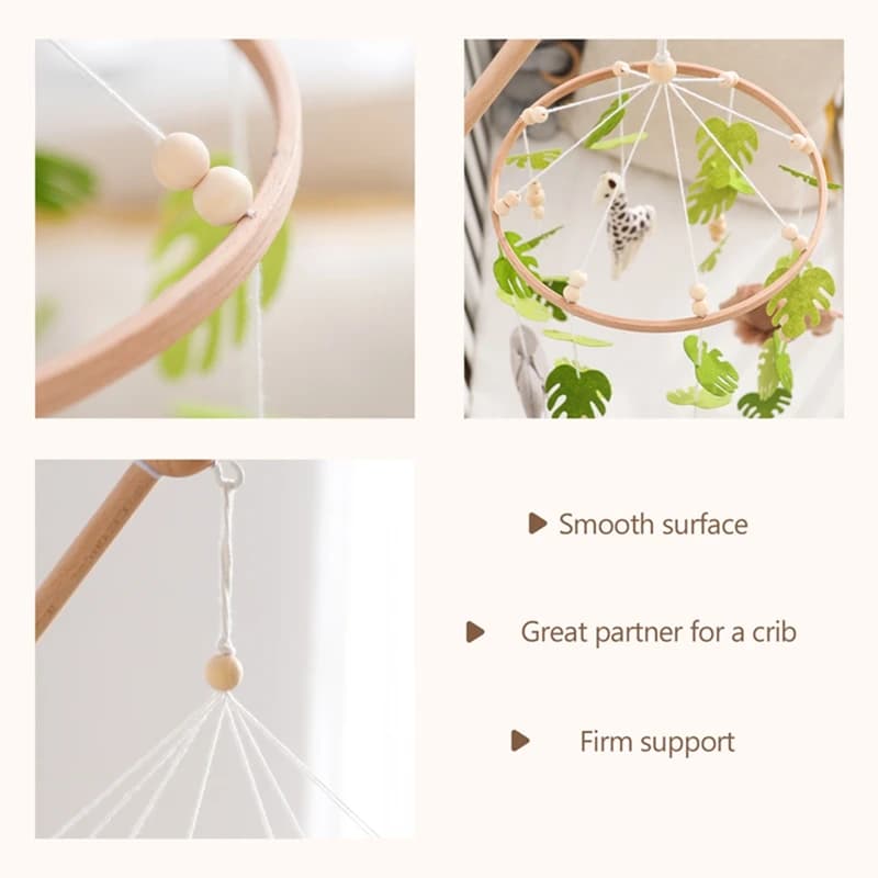 Baby Crib Mobile Rattle Toy For 0-12 Months Cartoon Felt Forest Animal Bed Bell Hanging Wooden Bracket Mobile Newbaby Rattle Toy
