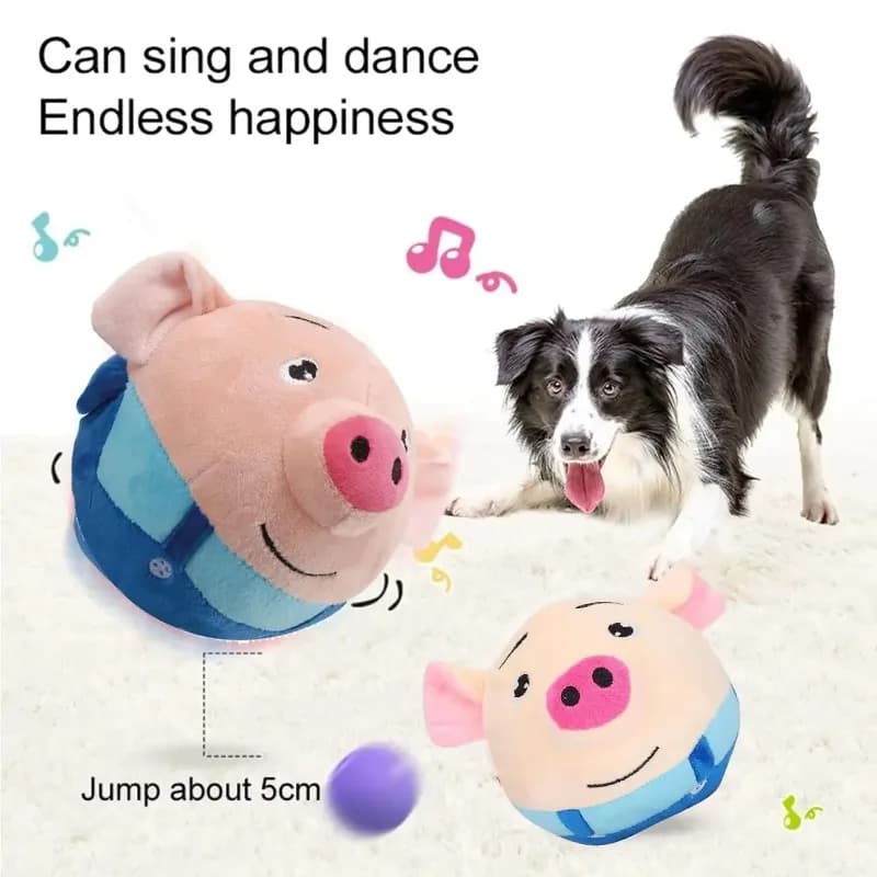 Pet Electronic Toy Cat Ball Pet Bouncing Jump Ball Music Vibration Bite Puppy Ball Interactive Dog Chewing Moving PlushDoll Toy
