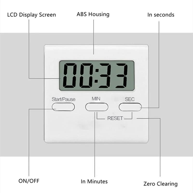 Magnetic Kitchen Gadget Digital Kitchen Timer - LCD Manual Countdown Cooking Timer Mechanical Digital Timer for Cooking