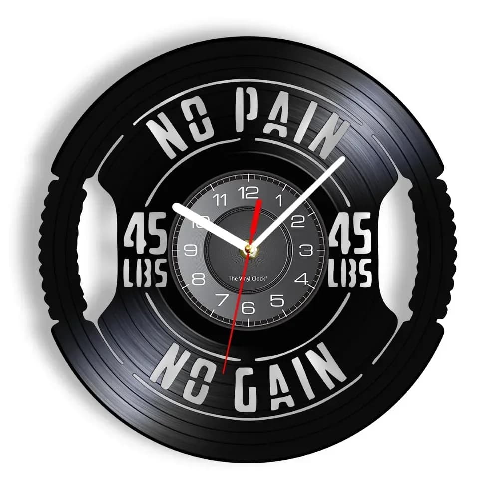 Fitness Equipment Theme Vinyl Record Fitness Wall Clock Home Decoration Gym Wall Mounted Modern Fitness Watch