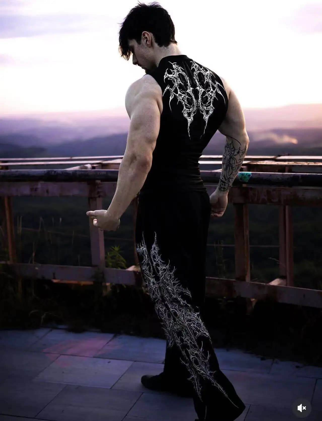 Valentine's Day Gift For Her: Summer Tight Fitting Clothes Gothic Wind Speed Dry Printed Fitness Sports Sleeveless Camisole