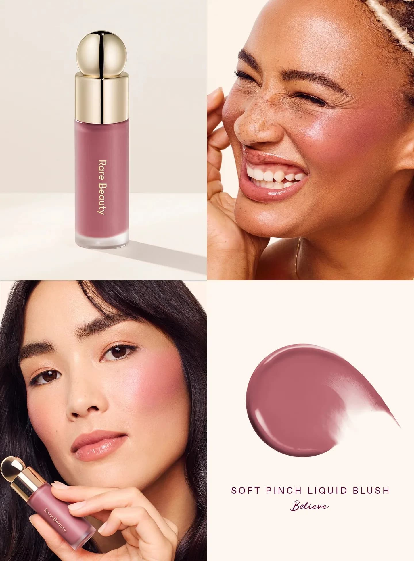 Rare Beauty Melting Cream Blush Makeup Matte Pearlescent Texture Glitter Blush Highlighter Bright Nourish Moisturize Lip Gloss