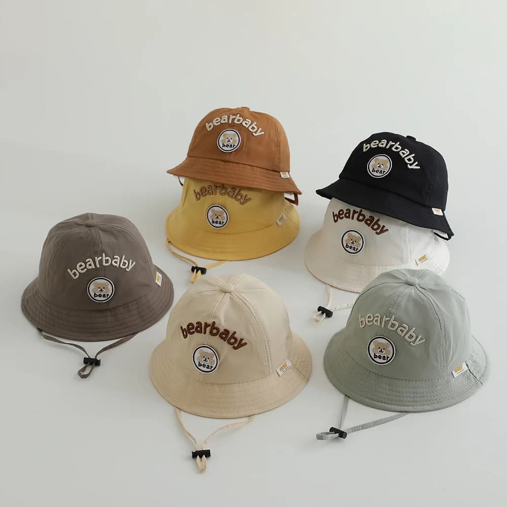 Cute Bear Baby Bucket Hats Korean Boy Girl Summer Uv Protection Fisherman Caps Kids Outdoor Sunshade Panama Basin Caps