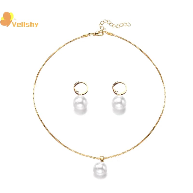 2 Pieces Of Round Pearl Jewelry Set, Earrings, Pendants, Necklaces, Ladies' Exquisite And Fashionable Wedding Jewelry Set,Gifts