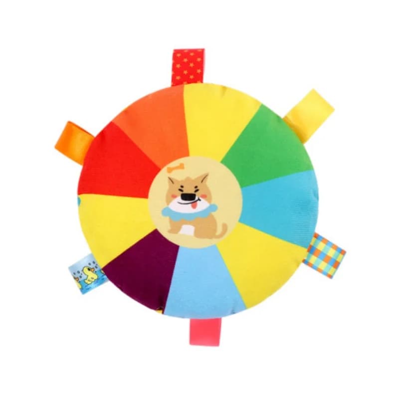 Pet Dog Toys Colorful Round Plush Frisbee Squeaky Interactive Tug Chew Toy Bite Resistant Anxiety Relief Training Pet Play Toy