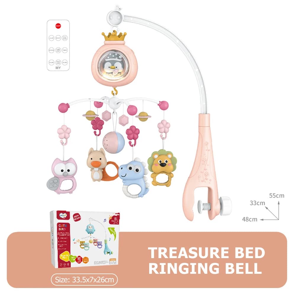 ​Baby Crib Mobile with Projector and Night Light, Remote Control Musical Rotating Toy with Soothing Lullabies for Newborns