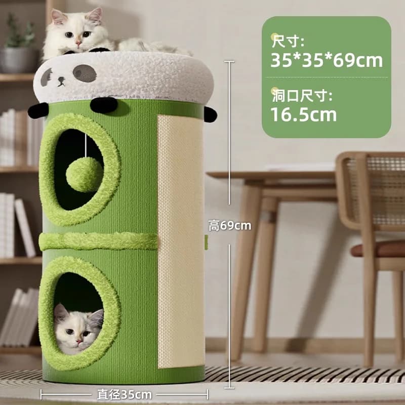 Cat Tree with Cat House 2 in 1 Warm Enclosed Cat Condo Sisal Scratching Post for All Seasons