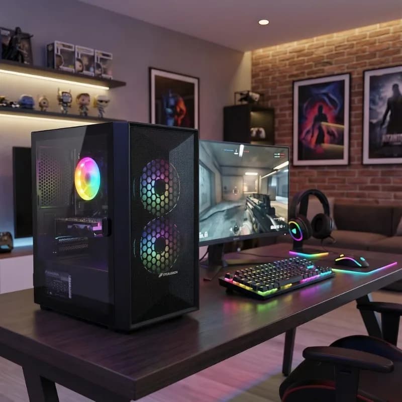 Gaming Desktop PC with Radeon RX 550 4G, Intel Core i5 Processor, 16GB RAM, 512GB SSD, WiFi 6, Windows 11 Home, RGB Fans