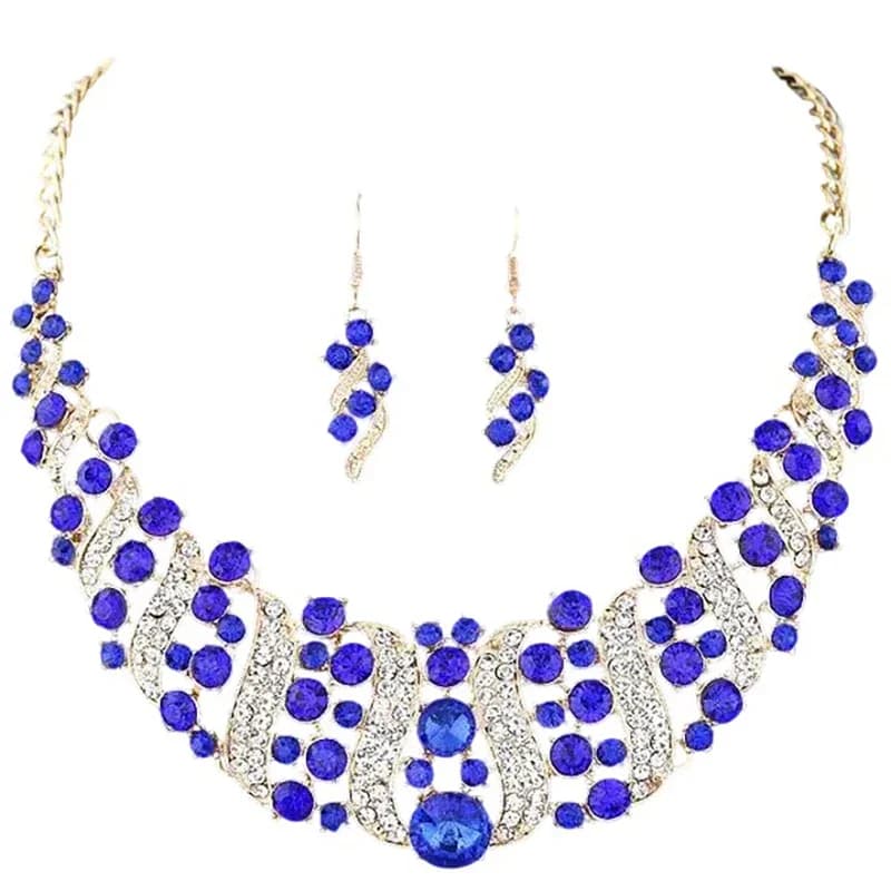 Romantic 2 Pieces/set Wedding Jewelry Set Shiny Crystal Bridal Jewelry Set Ladies Necklace Earrings