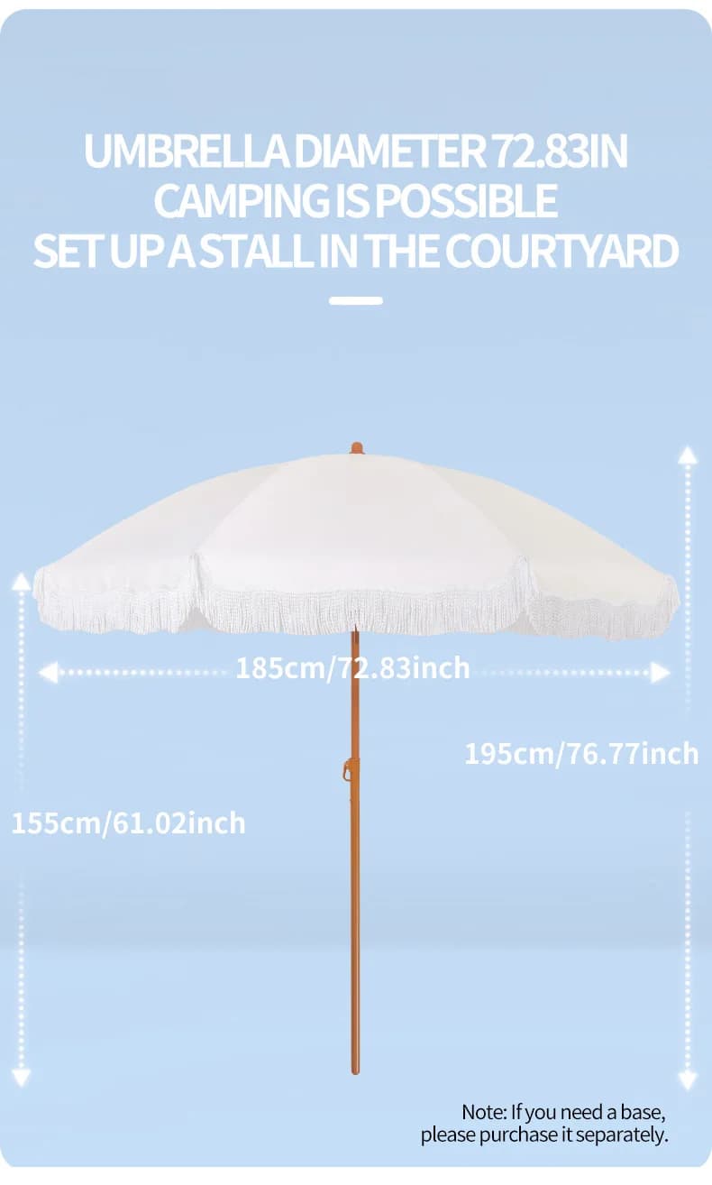 Large Camping  Seaside Resort Beach Umbrella Courtyard Tassel Sun Umbrella Pool Sun Protection Terrace