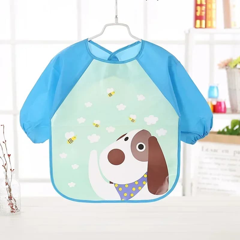 Baby Soft Waterproof Bib Kid Long Sleeves Adjustable Feeding Cloth Little Boy Girl Painting Smock Child Meal Eating Apron