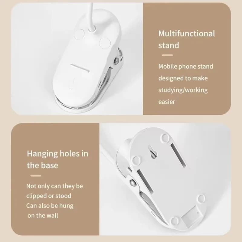 Led Table Lamp USB Rechargeable Night Light With Folding Clamp Study Stand Read Lamp Touch 3 Modes Dimming Eye Protection Light