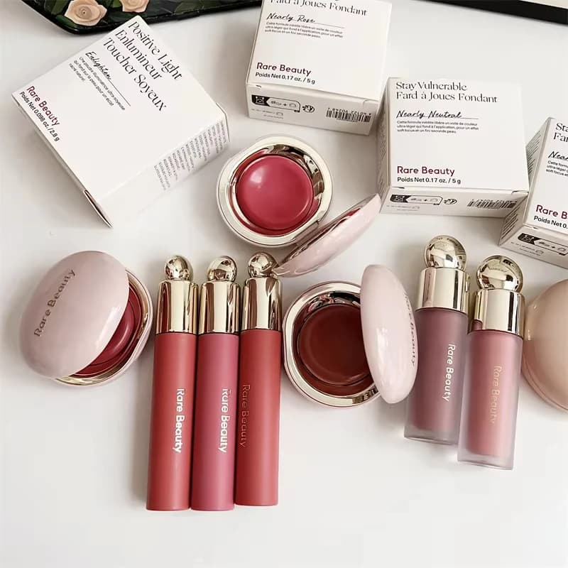 Rare Beauty Melting Cream Blush Makeup Matte Pearlescent Texture Glitter Blush Highlighter Bright Nourish Moisturize Lip Gloss