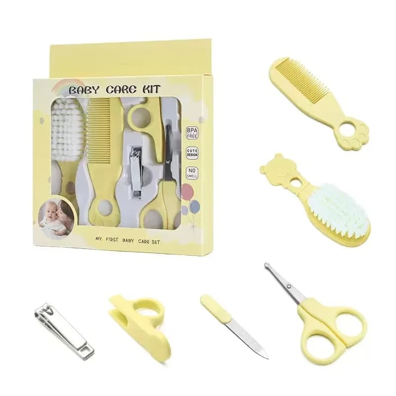 Baby Grooming Kit Baby Care Set Cute Design Comb Brush Nail Clippers Scissors Safe Newborn Infant Grooming Tools