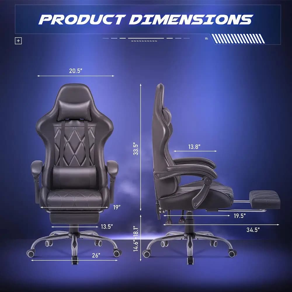 Gaming Chair, Computer Chair with ootrest and Massage Lumbar Support, Ergonomic High Back Video Game Chair with Swivel Seat and