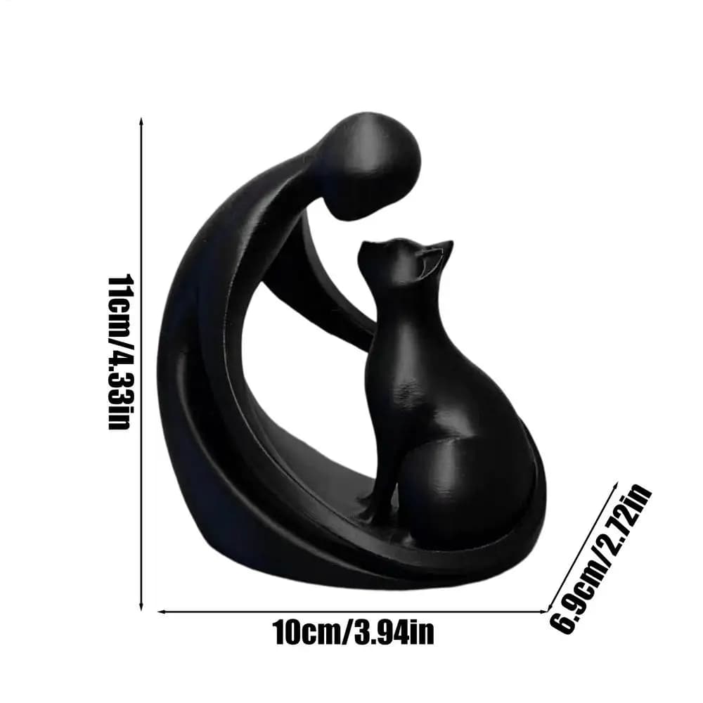 Cat sculpture home decor, a statue symbolizing the friendship between humans and cats, a desktop ornament for cat lovers