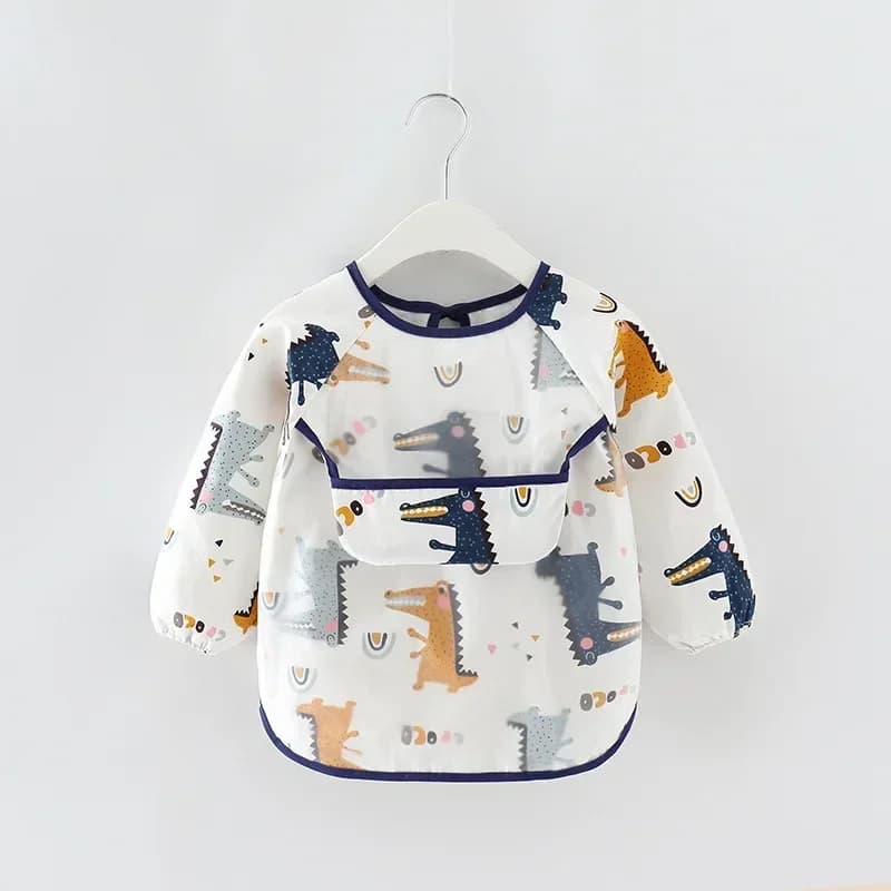 Baby Bibs Waterproof Infant Eating Bib with Pocket Children Drawing Long Sleeve Apron Kid Burp Cloth Boys Girls Bandana Stuff