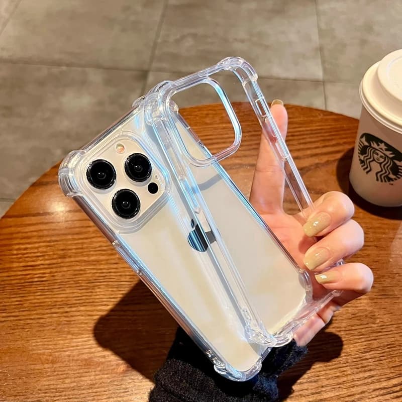 Soft Transparent Phone Case For iPhone 11 12 13 14 15 16 Pro Max X Xs XR Max 7 8 Plus Mini TPU Clear Shockproof Cases Cover