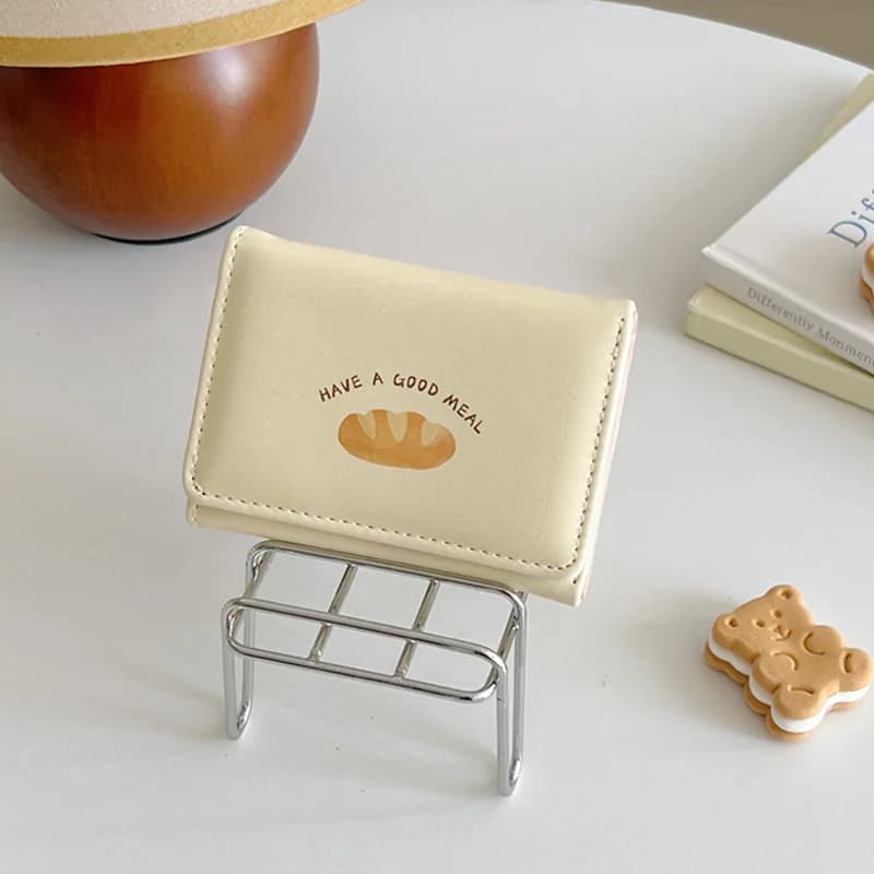 New Butter Toast Wallet  Ins Cute Milk Yellow Short Wallet Korean Version Cartoon Student Coin Purse For Woman Key Storage Purse