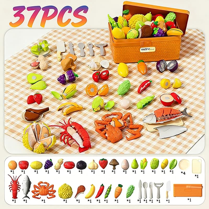 Kids Cutting Food Pretend Kitchen Toys Simulated Seafood Disassembly Crab/Tuna/Turkey Set Educational Role Play Gift Girls Toys
