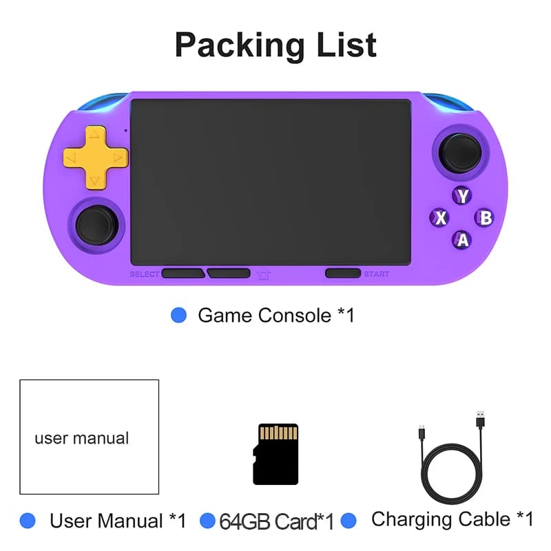 GAMINJA Handheld Portable Gaming Console 4.5Inch HD IPS Screen Display Retro Gaming System LED Lights Built-in 12000 Games