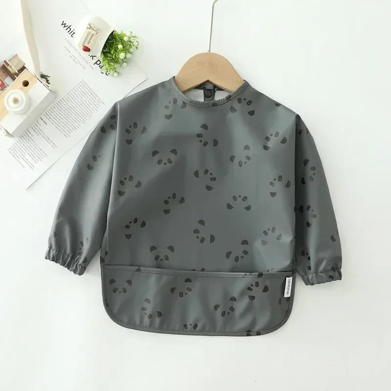 Baby Soft Waterproof Bib Kid Long Sleeves Adjustable Feeding Cloth Little Boy Girl Painting Smock Child Meal Eating Apron