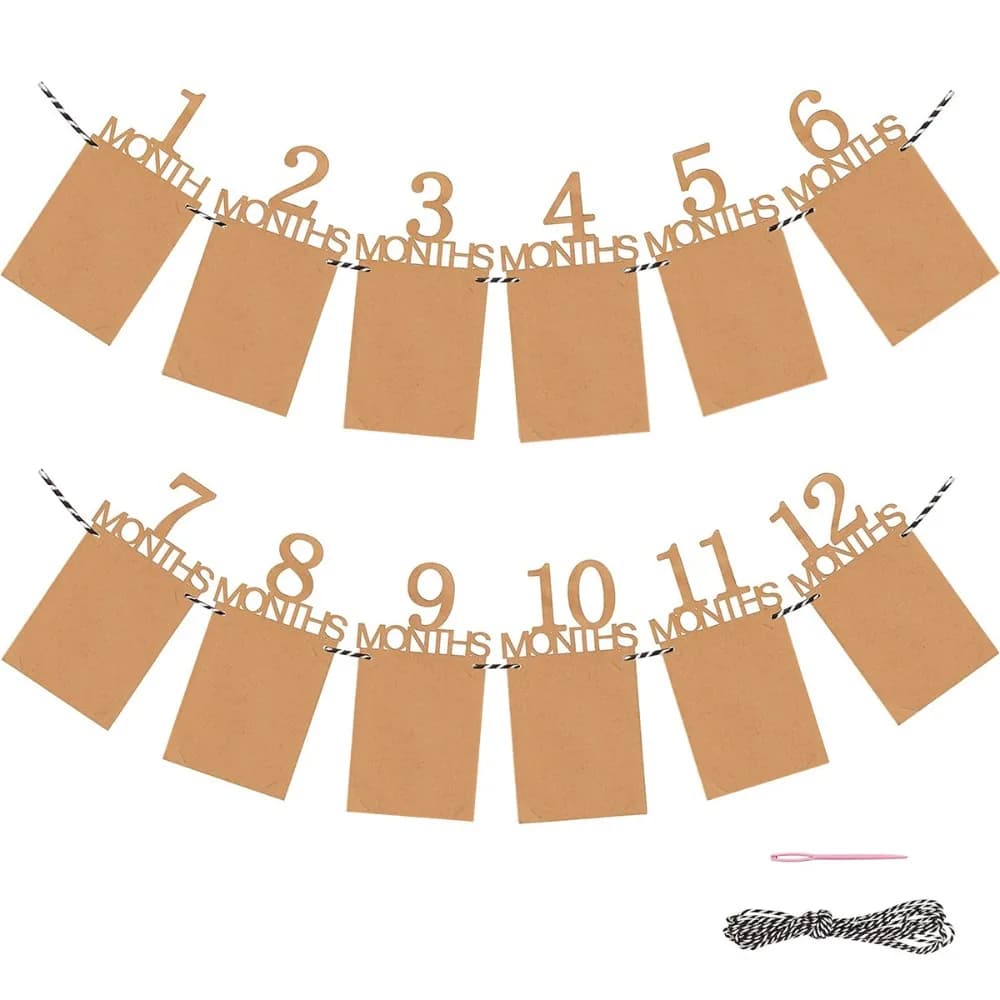 Birthday Baby One Year 12 Months Photo Banner Baby Boy Girl 1 Year Birthday Party Decor Photo Garlands Baby First Birthday Party
