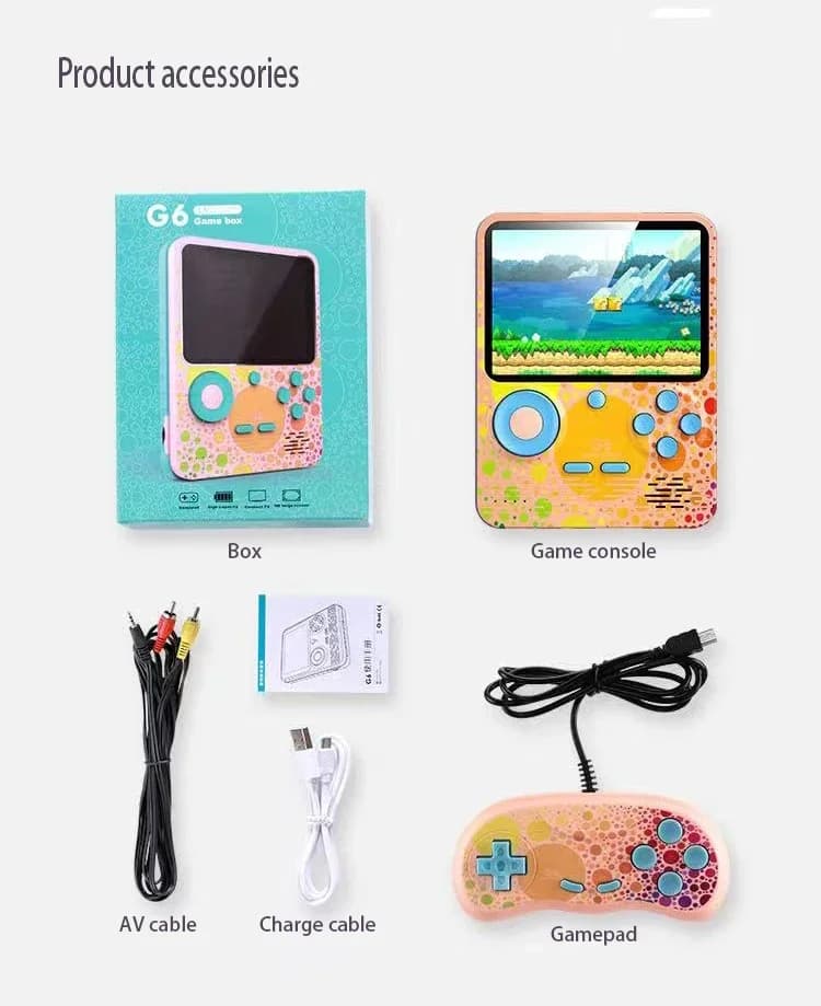 G6 Game Console 3.5 Inch Screen Handheld Portable Support 2 Players Video Gaming Machine for Kids