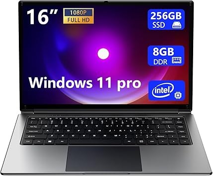 Morostron Laptop 16-inch 8GB DDR 256GB SSD Portable Laptop,Expandable to 1TB Pentium Quad-core CPU up to2.64 GHz 9000mAh Battery Mini HDMI Interface USB3.0 Interface Dual-Band WiFi Webcam Slim laptops
