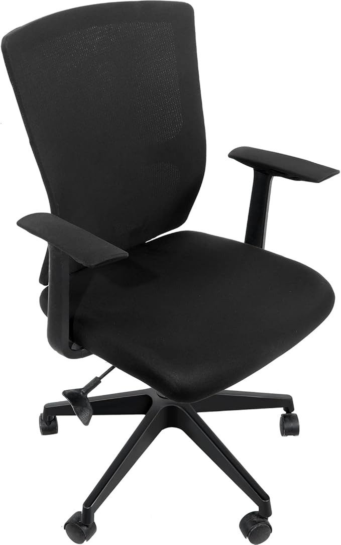 Tatuo Computer Chair Cover Office Seat Cover with Armrest and Backrest, Stretchable Desk Elastic Protective Universal Rotating Chair Protecter (Black,1 Set)