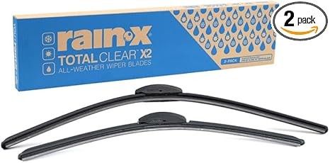 Rain-X 810335 Total Clear Beam Wiper Blades 26" & 20" Windshield Wipers for All-Weather Performance, Rubber Squeegee for Smooth Clean Wipe & Quiet Operation - 2 Pack Value