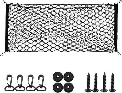 Car Trunk Net Compatible with Toyota Camry XV80 XV 80 2023 2024 2025 Rear Luggages Cargo Net Elastic Pocket Hook Stowing Tidying Accessories(40cm x 110cm)