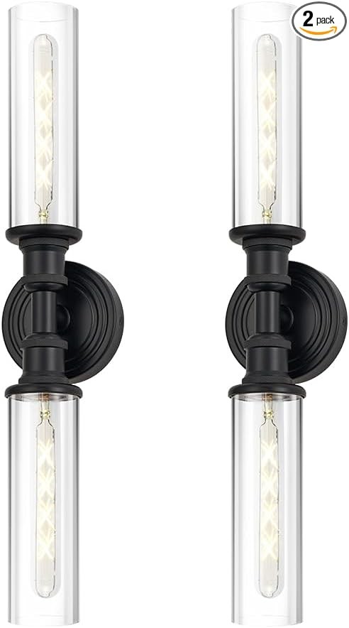 Ken & Ricky 23" Wall Sconces Set of Two, Black Bathroom Vanity Light, Modern Wall Mounted Lamp for Mirror, Makeup Vanity, Washroom, KR3376-W-BK-2PK