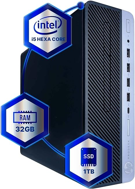HP ProDesk 600G4 Desktop Computer | Hexa Core Intel i5 (3.2) | 32GB DDR4 RAM | 1TB SSD Solid State | Windows 11 Professional | Home or Office PC (Renewed)
