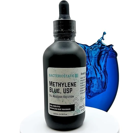 Methylene Blue Pharmaceutical Grade 3.75 fl oz, Glass Bottle and Dropper Pure 1% Aqueous Solution 110 mL,