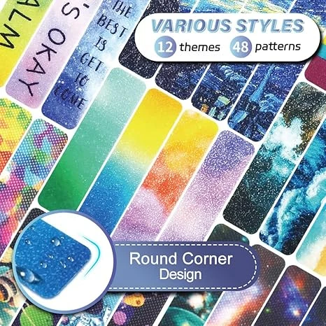48 Pieces Unique Sensory Stickers for Anxiety Relief Items - Sensory Strips with Storage Box - 2 Textured Surface Fidget Strips for Office & Classroom Desk - Relieve Adult & Teen Stress