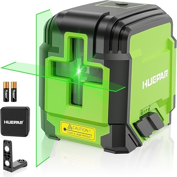 Laser Level, Huepar Self Leveling Lazer Leveler Green Laser Level for Picture Hanging, DIY, Construction and Indoor Projects, Rotatable 360°, Magnetic Base, Battery, Carrying Bag Included GK011DG