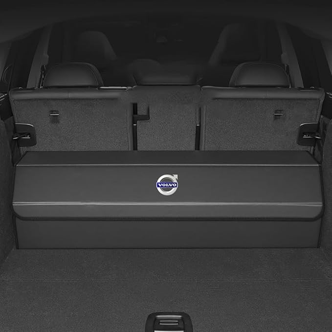 Car Trunk Organizers for Volvo S60 B5 2019-2024 2025 Leather Trunk Storage Box Foldable Storage Box Portable Stowing Tidying Accessories,Blackstyle