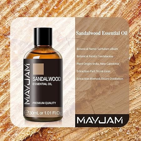 MAYJAM Sandalwood Essential Oils 30ML, Sandalwood Oil for Diffuser, Humidifier, DIY, Home, Wardrobes