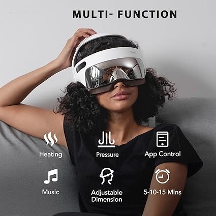Breo iDream5s Electric Head Massager, Eye & Neck Massage Helmet with Heat, Kneading, Pressure, APP Control Scratcher for Relax