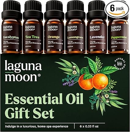 Essential Oils Set - Top 6 Blends for Diffusers, Home Care, Candle Making Scents, Fragrance, Aromatherapy, Humidifiers, Gifts - Peppermint, Tea Tree, Lavender, Eucalyptus, Lemongrass, Orange (10mL)