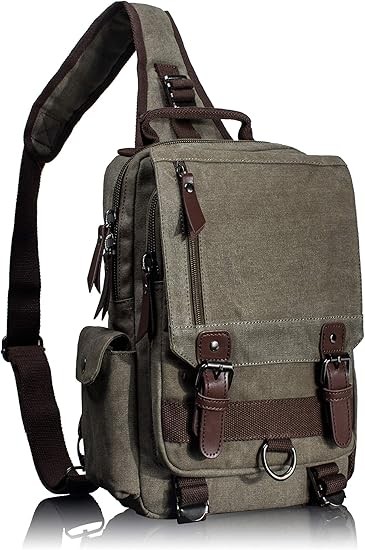 Leaper Retro Crossbody Bag Sling Bag Canvas Messenger Bag for Men Women Shoulder Bag Crossbody Handbags Satchel Travel Bag