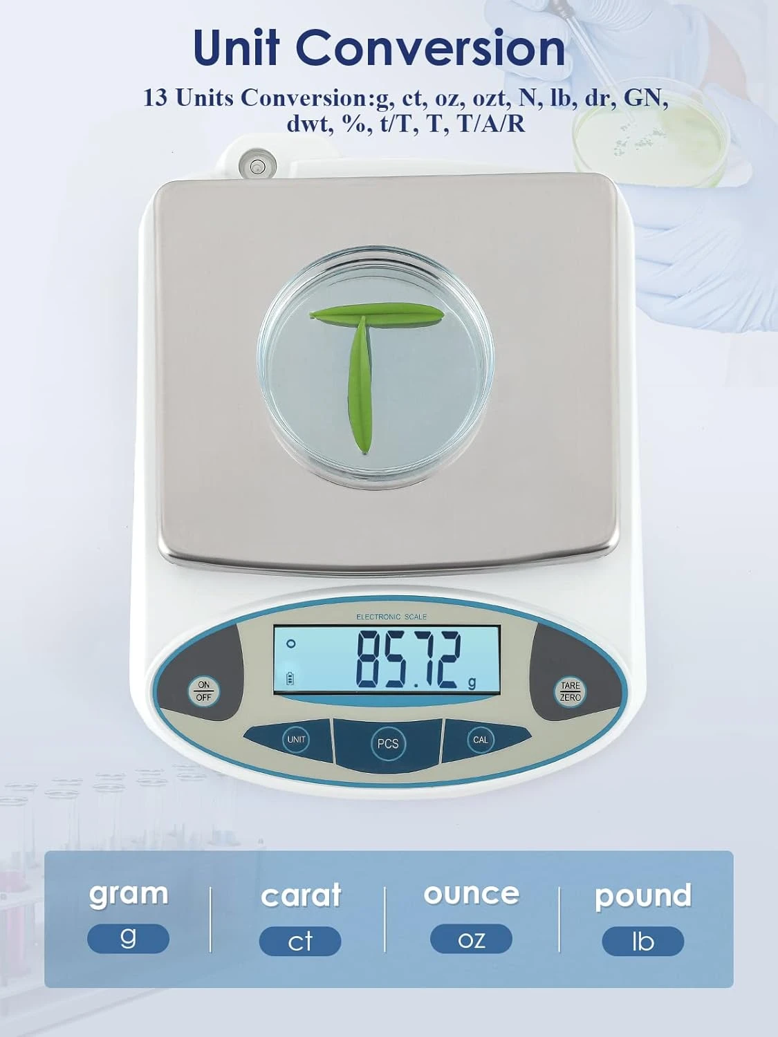CGOLDENWALL Lab Scale 3000gX0.01 Gram High Precision Laboratory Balance Electronic Scientific Weighing Scale with Calibration Weight 110V
