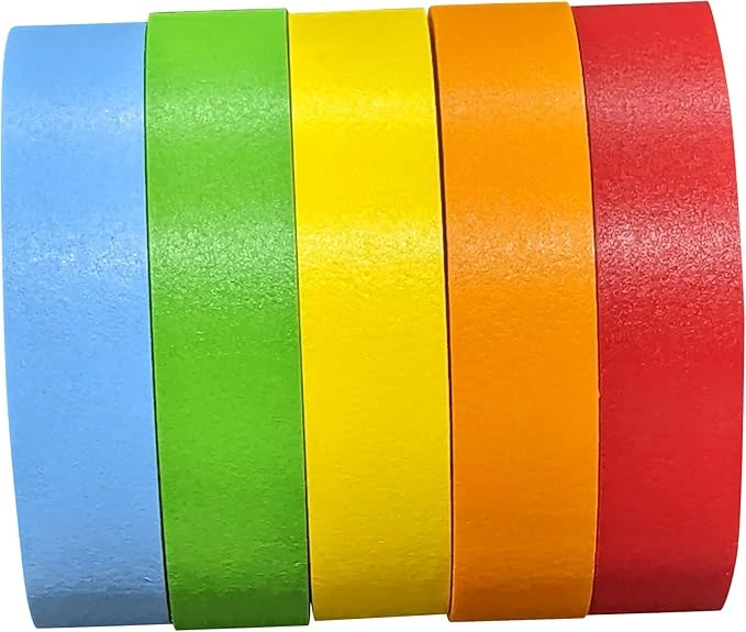 Science Lab Labeling Tape Variety Pack, 500 Inches Long x 1/2 Inch Width, 1 Inch Diameter Core [5 Rolls of Assorted Colors] for Color Coding and Marking